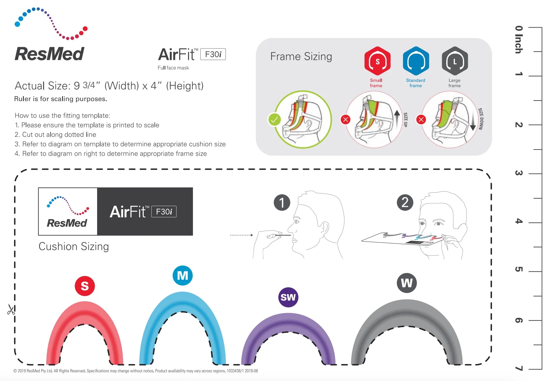 EssentialAir CPAP - Toronto Sleep Specialist - ResMed AirFit F30i Full Face Mask Size Guide