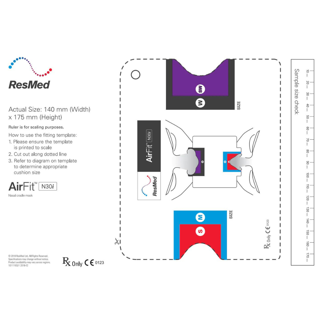 EssentialAir CPAP - Toronto Sleep Specialist - ResMed AirFit N30i Nasal Cradle Mask Size Guide