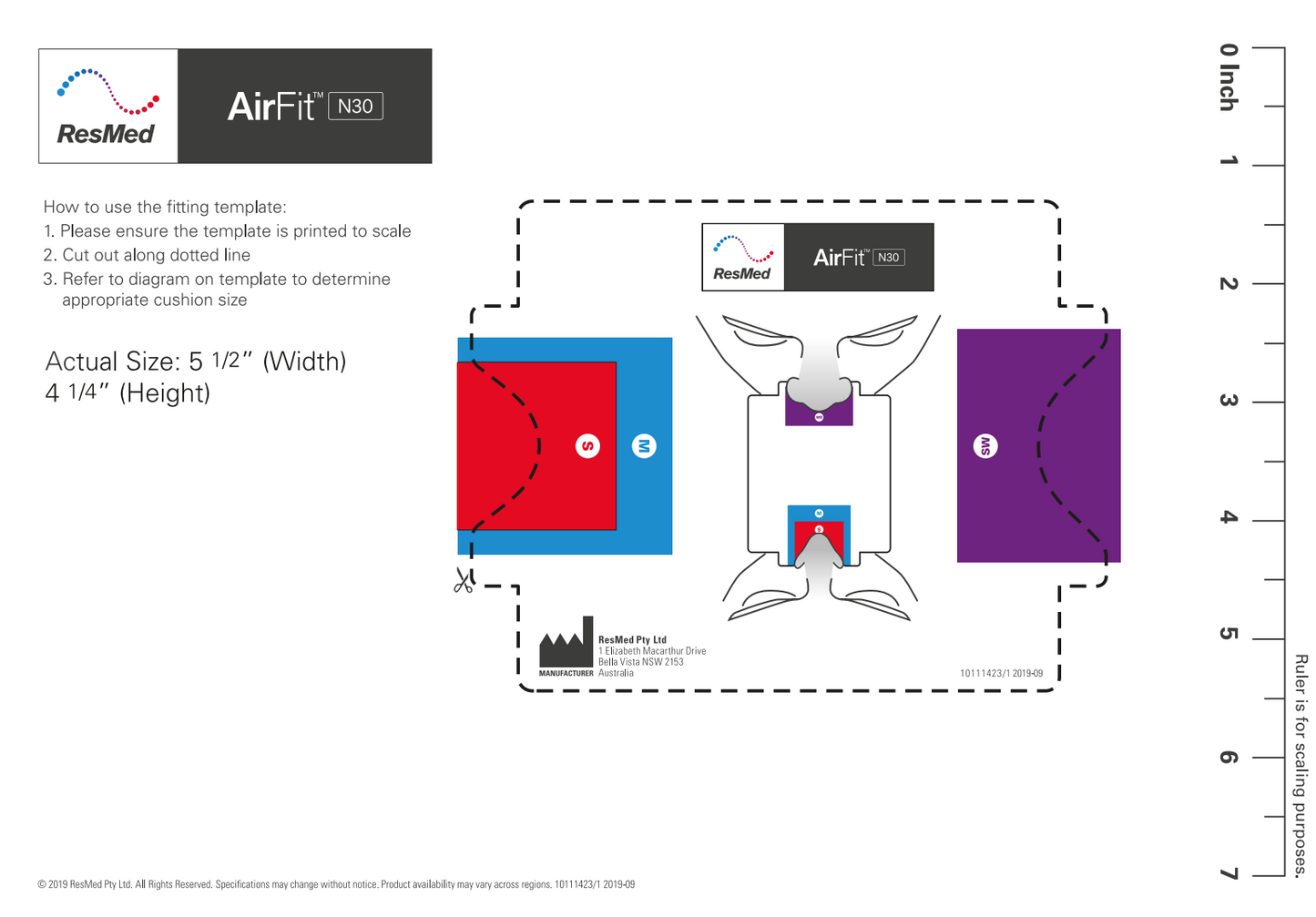 EssentialAir CPAP - Toronto Thornhill -ResMed AirFit N30 Nasal Mask Cushion Sizing Guide