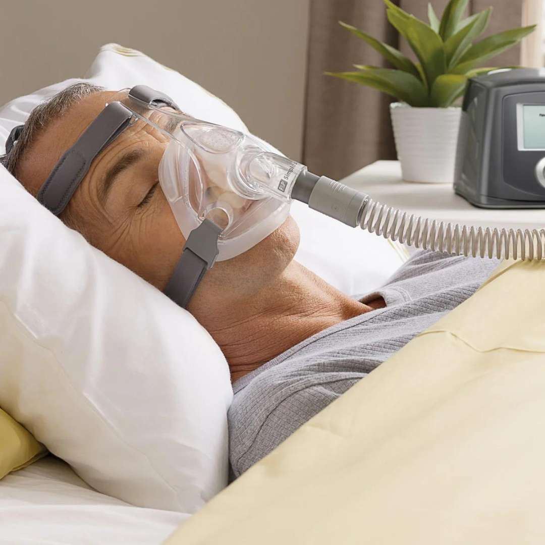 EssentialAir CPAP - Toronto Sleep Specialist - Person wearing F&P Simplus Mask
